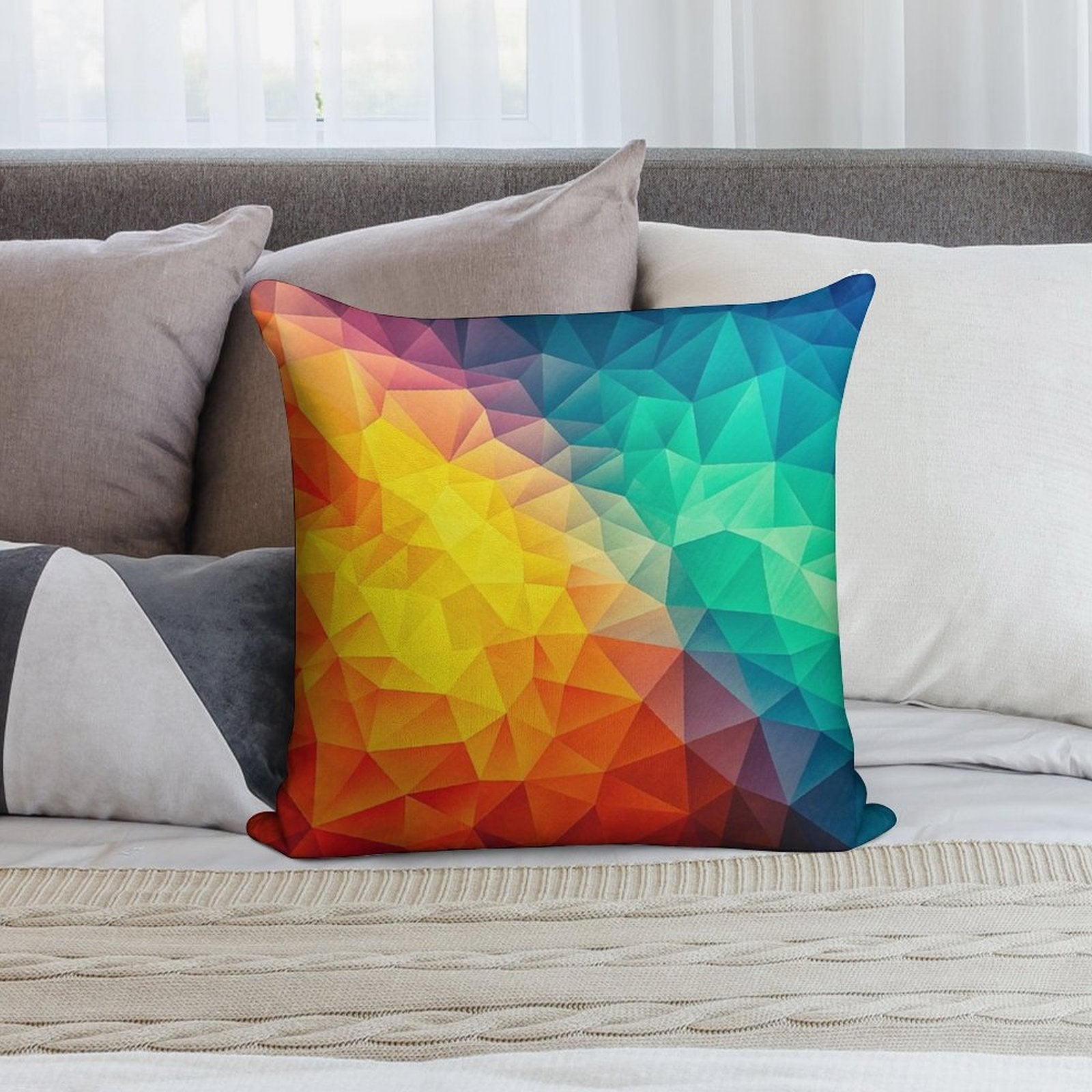 Abstract Multi Color Cubizm Painting Soft Gift Ready Throw Pillow