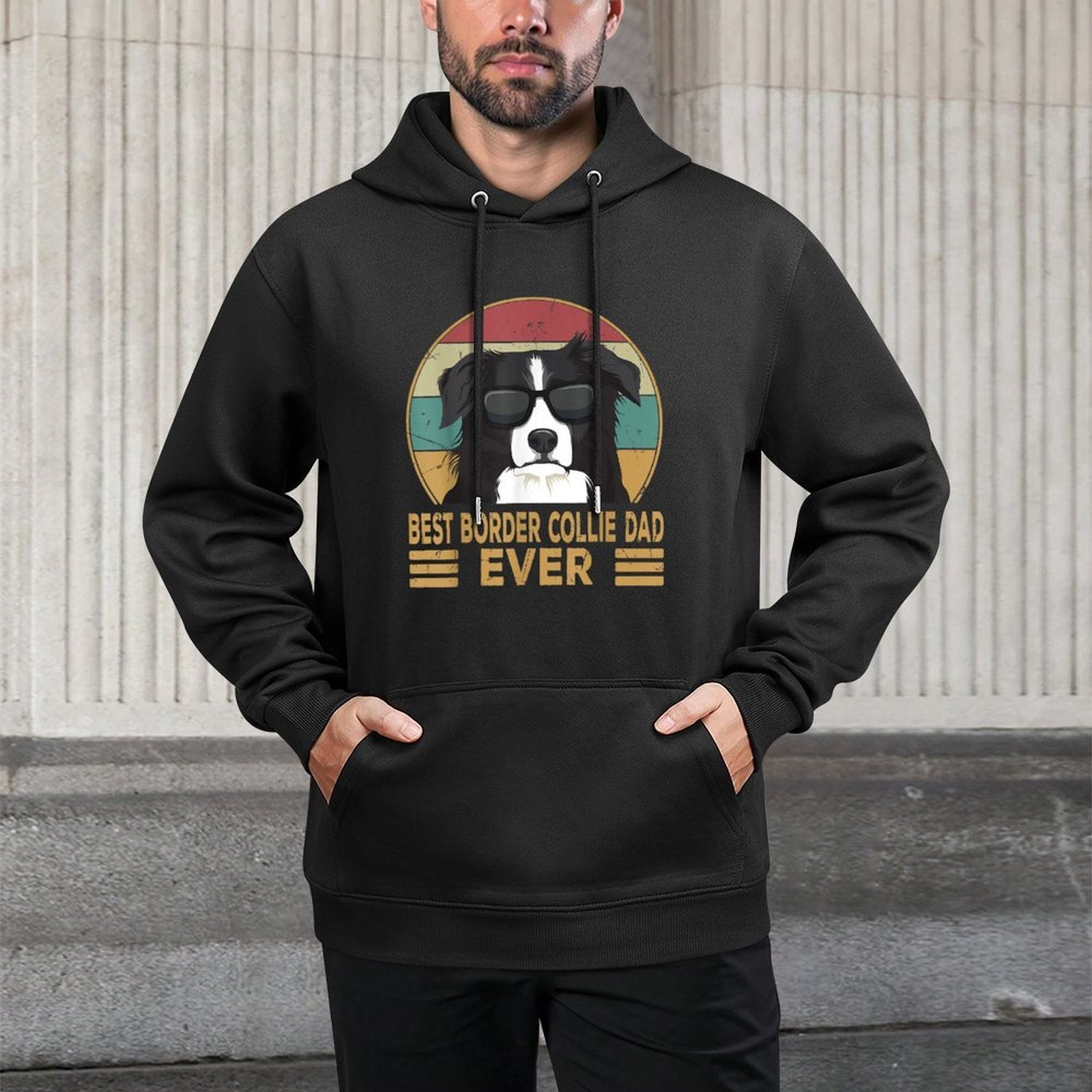 Best Border Collie Dad Ever Funny Dog Gift for Men And Boys Breathable Fabric Hoodie