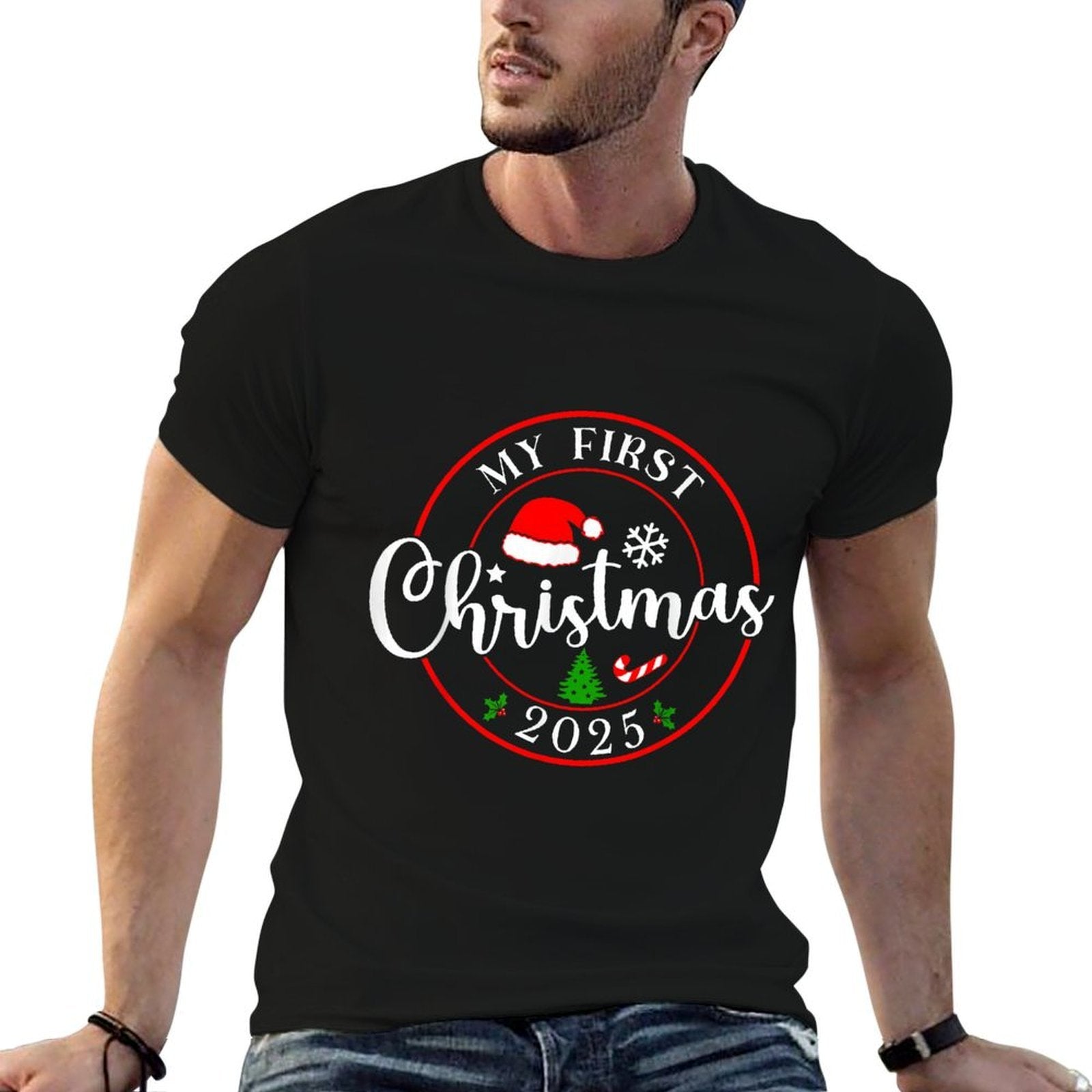 My First Christmas 2025 1st Christmas Family Matching Xmas  Stretchy T-Shirt