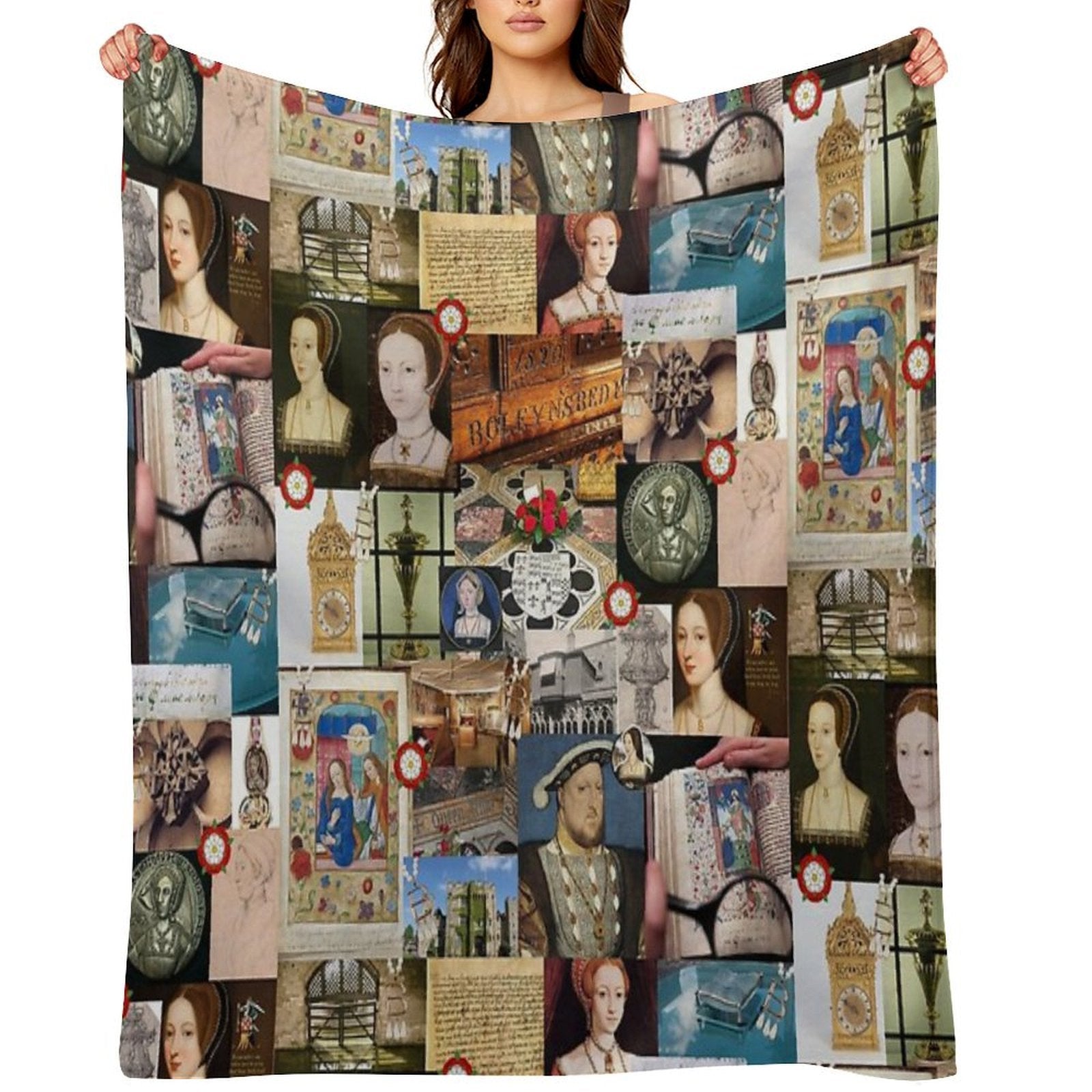 Anne Boleyn Collage Velvety-soft Throw Blanket