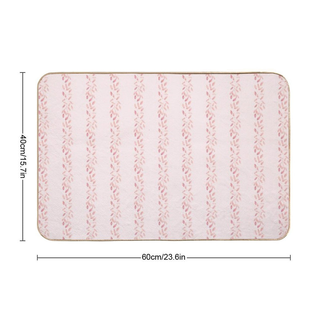 Pastel Floral Tone on Tone Watercolor Stripe Bella Petals in Pink Diamond  Toxin-Free Bath Mat