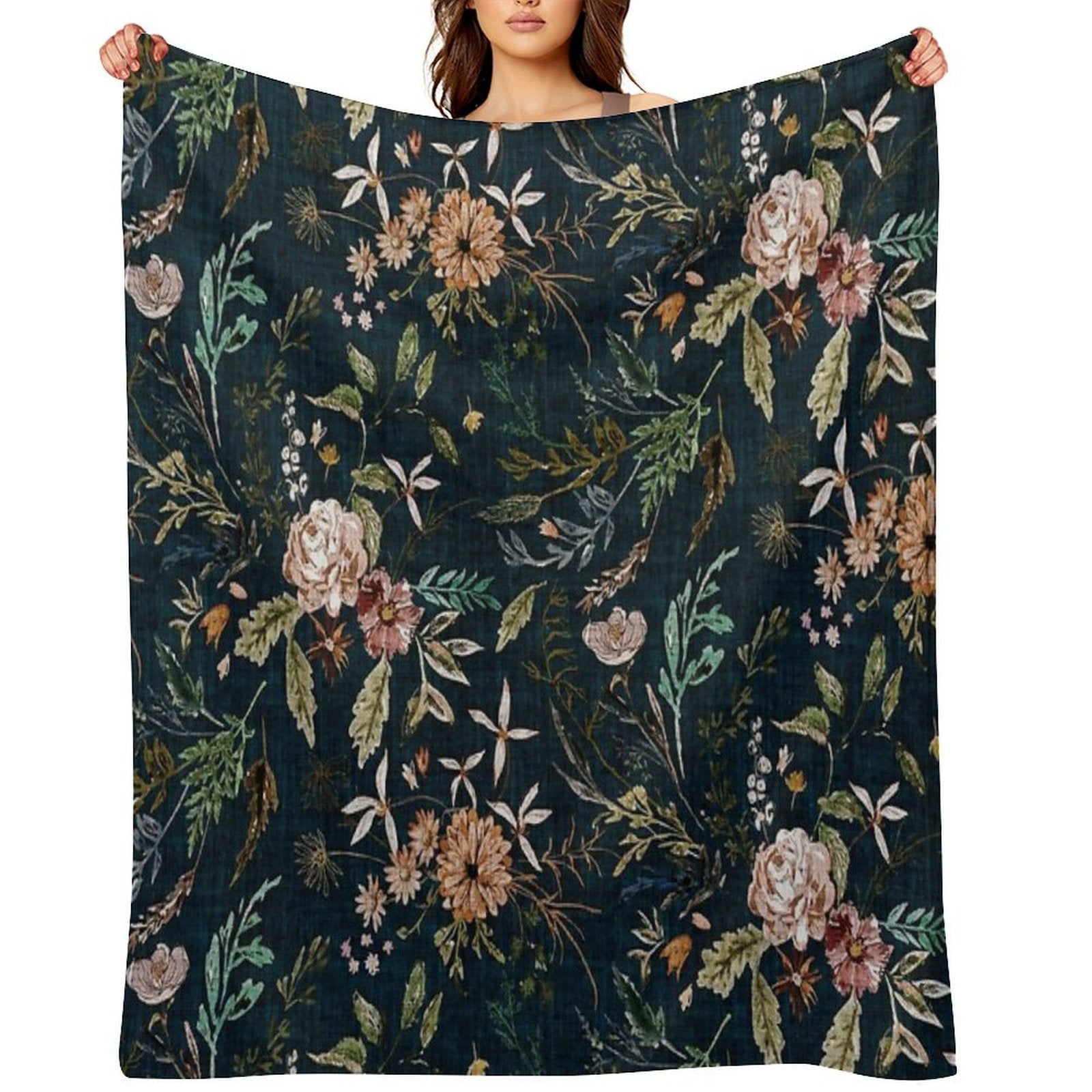 Delilah (summerteal) Machine-washable Throw Blanket