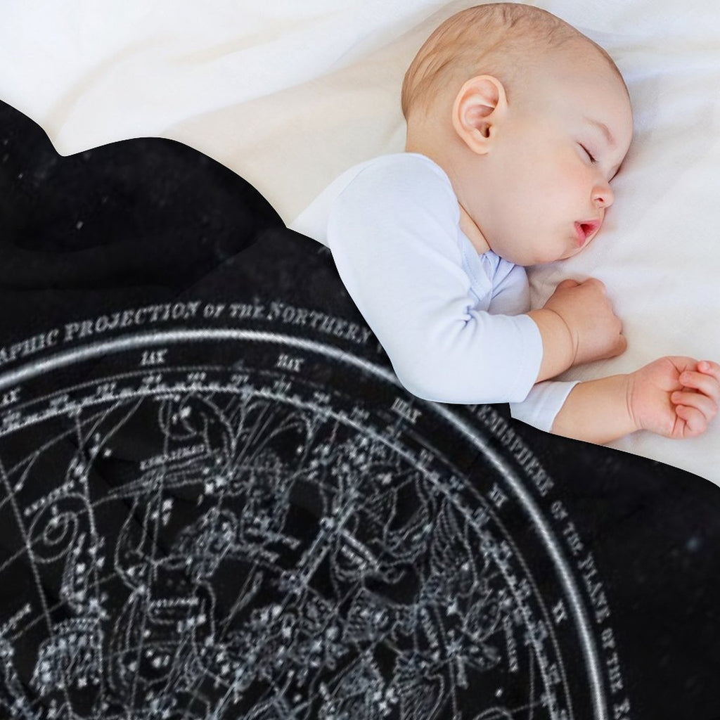 Constellations of The Northern Hemisphere  Pale Blue On Black Compact Throw Blanket