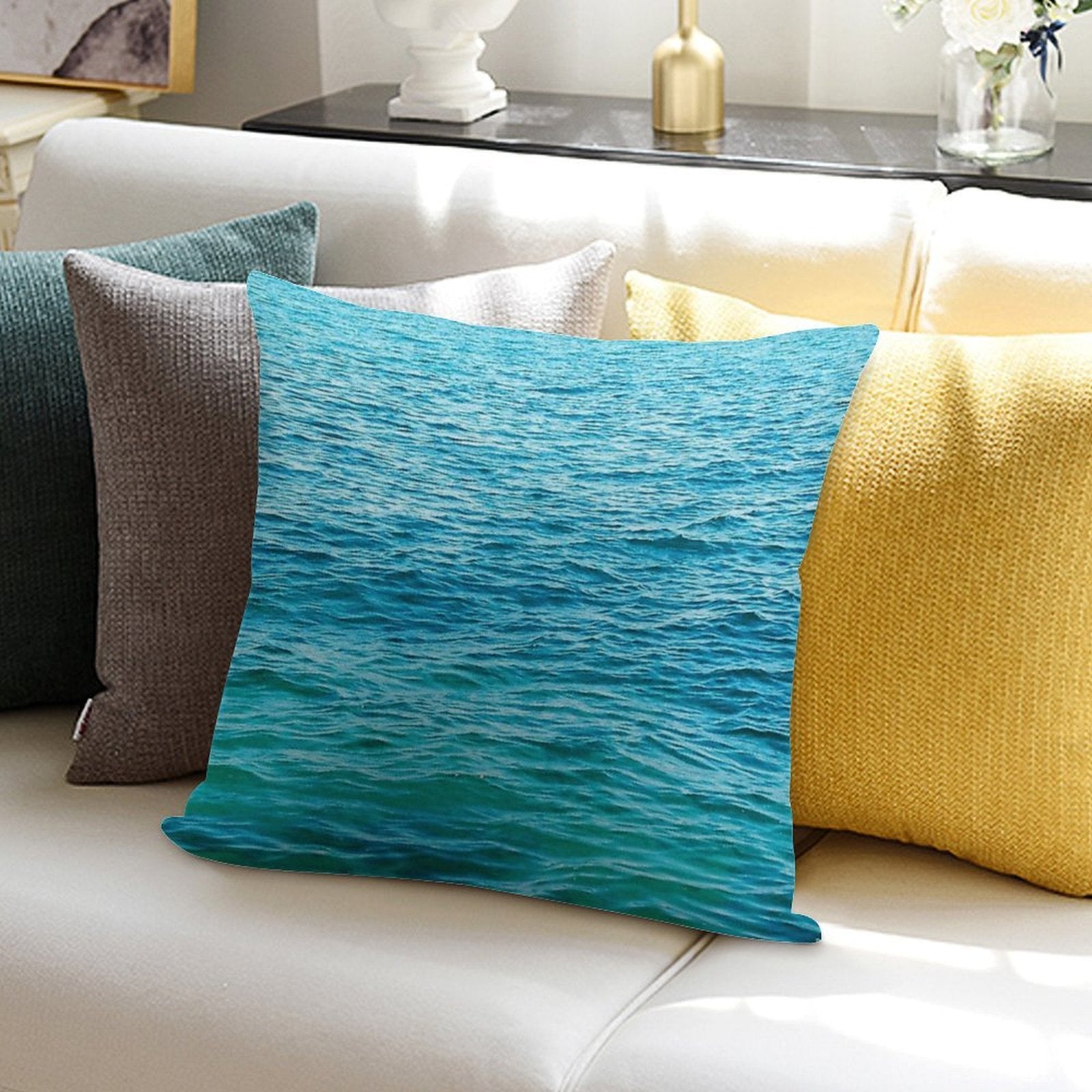 Turquoise Ocean Soft Gift Ready Throw Pillow