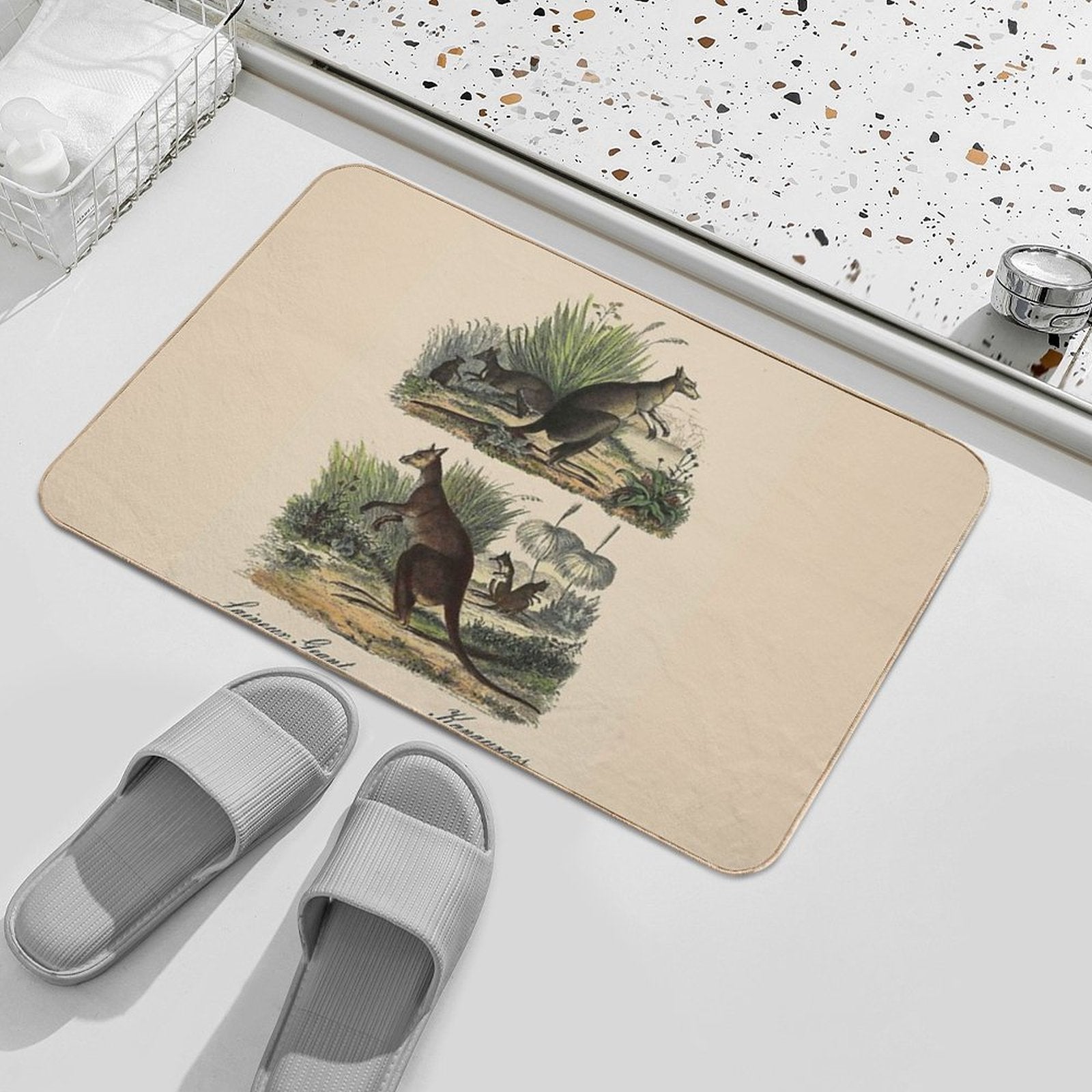 KANGAROO  Vintage 1854 Comte Print  Easy Maintenance Bath Mat