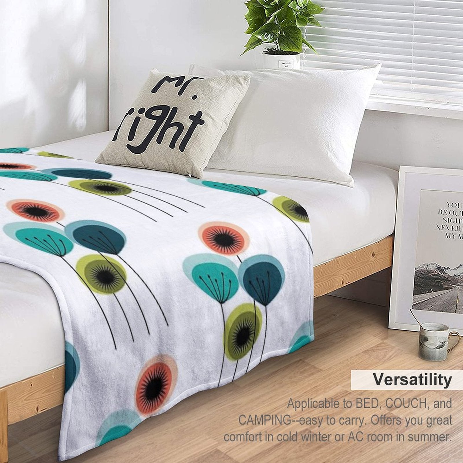 Flowers - Mid Century Premium Throw Blanket