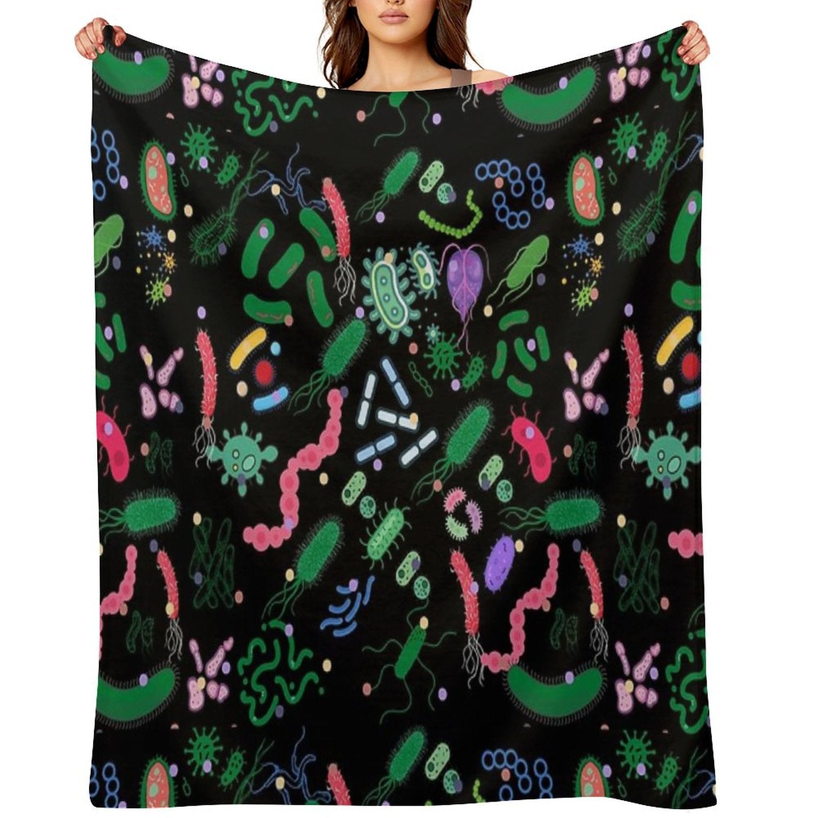 Microbiologist Pattern Microbes, Virus, Bacteria-microbiology Quick-dry Throw Blanket