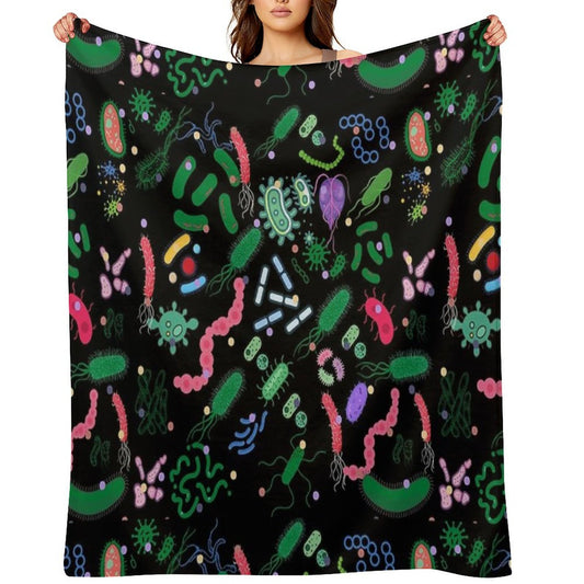 Microbiologist Pattern Microbes, Virus, Bacteria-microbiology Quick-dry Throw Blanket