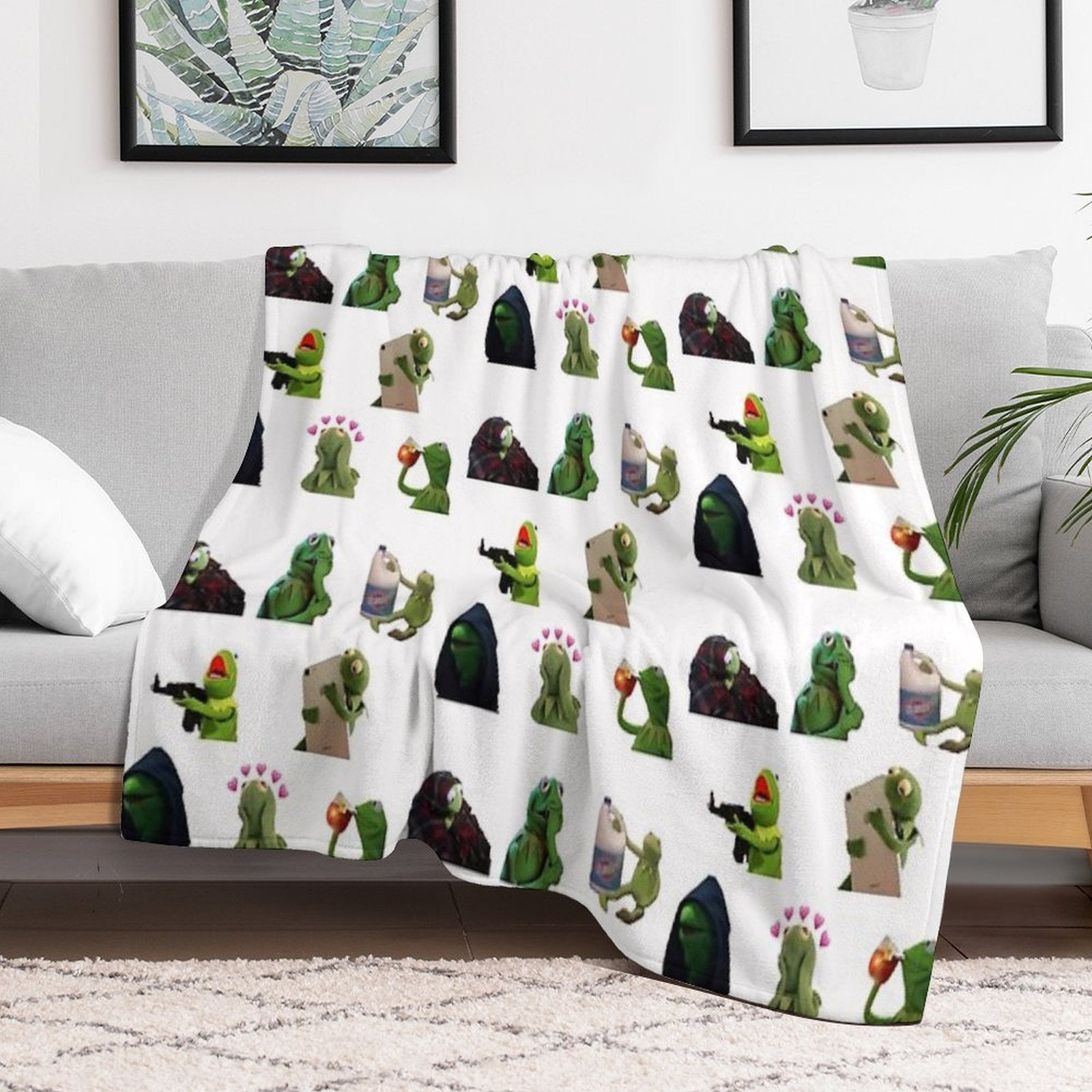Kermit Meme Sticker Pack Shrink-resistant Throw Blanket