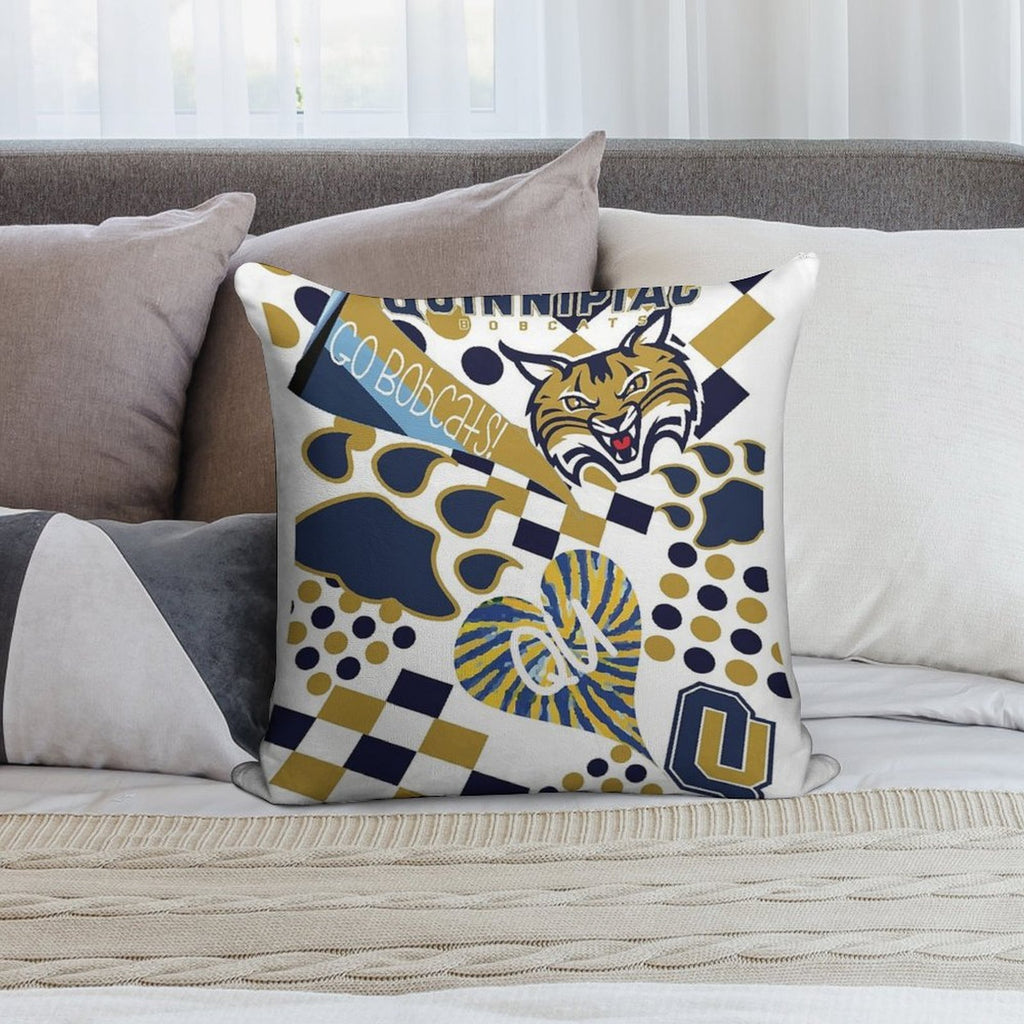 Quinnipiac University Collage Soft Reinforced Edging Throw Pillow