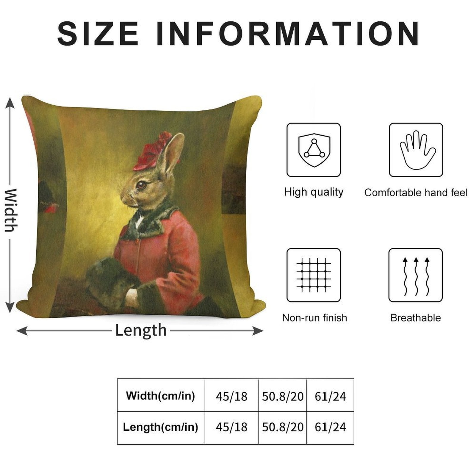 Victorian Lady Rabbit Soft Short Plush Fabric Throw Pillow