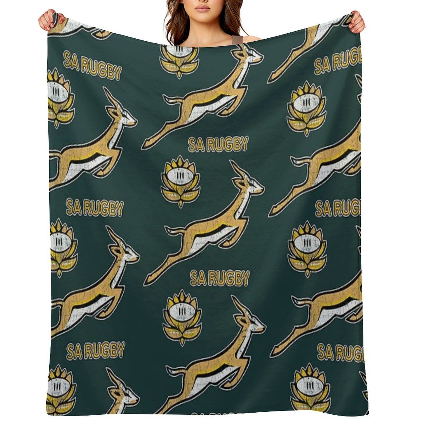 SA Rugby - Vintage Springbok Logo Velvety-soft Throw Blanket