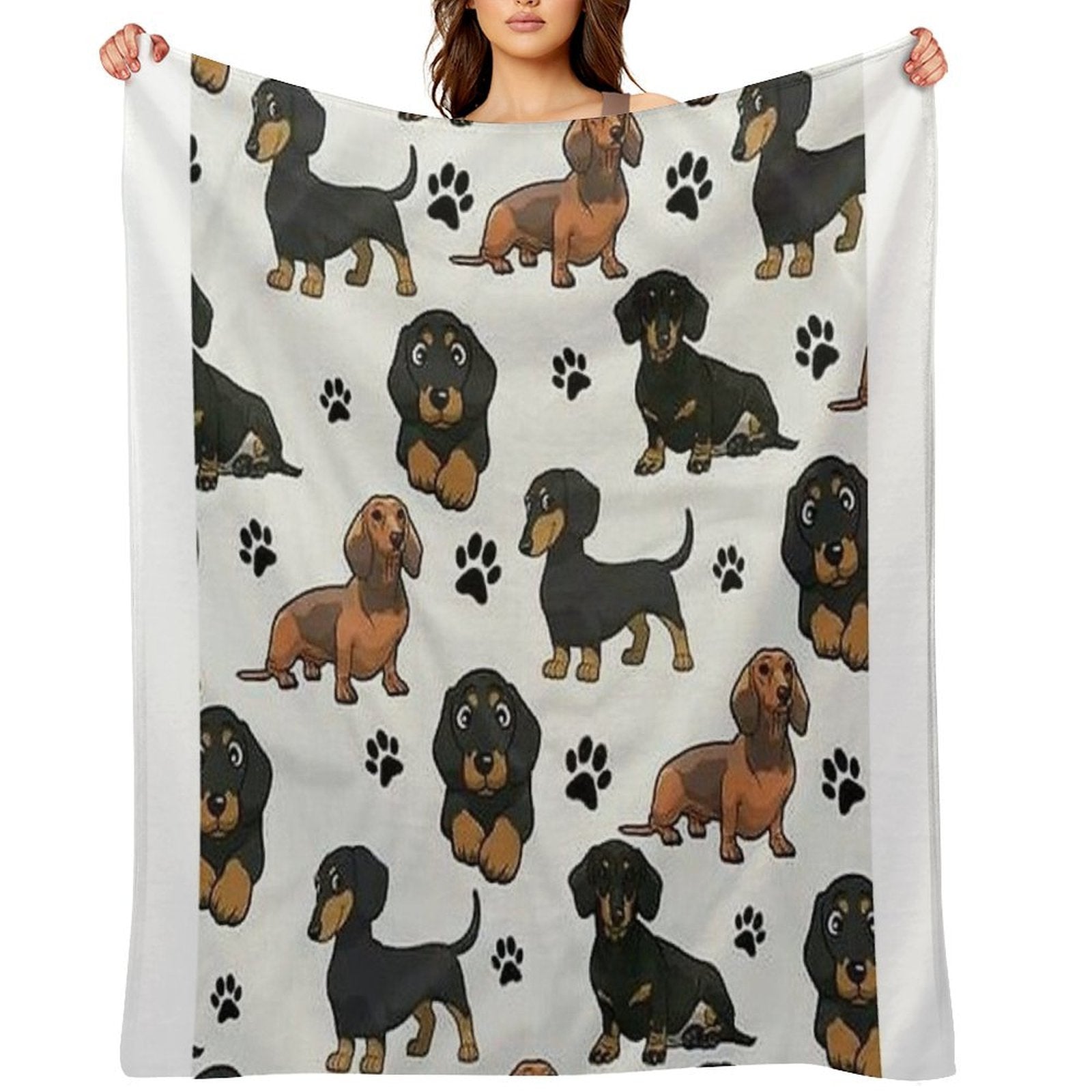Dachshund Dog Cartoons Cute Travel-friendly Throw Blanket