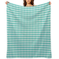 Teal Gingham Checkered Pattern Design Anti-pilling Throw Blanket