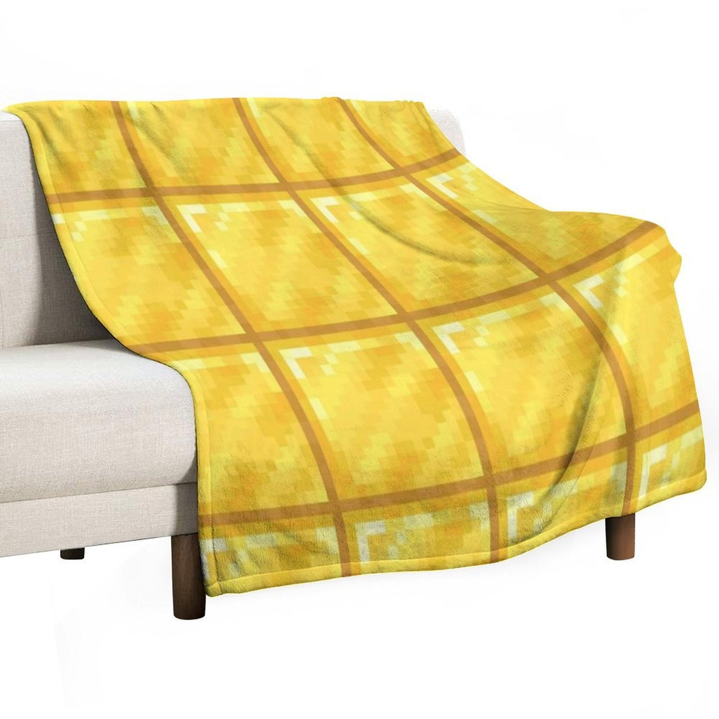 Minecraft Gold Block Texture Pixel Art Versatility Throw Blanket