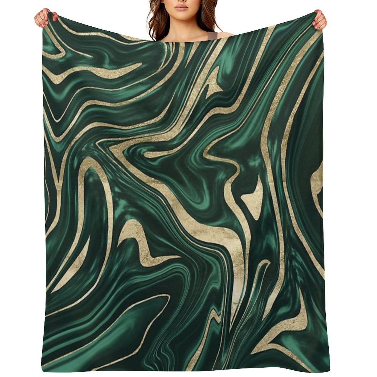 Emerald Green Black Gold Marble #1 #decor #art Shrink-resistant Throw Blanket