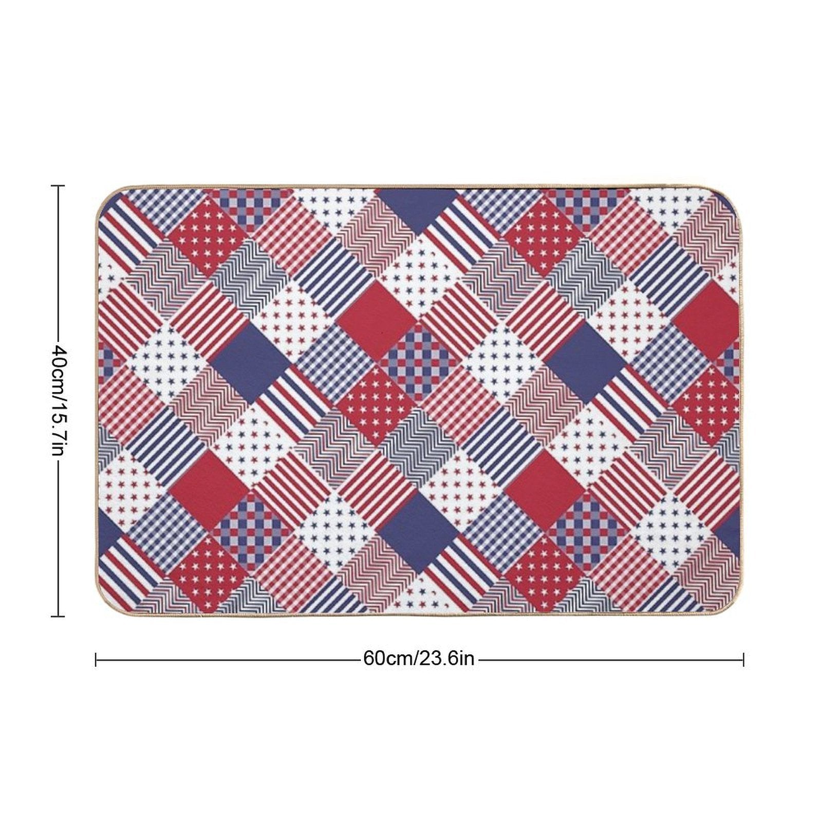 USA Americana Diagonal Red White & Blue Quilt  Versatile Bath Mat