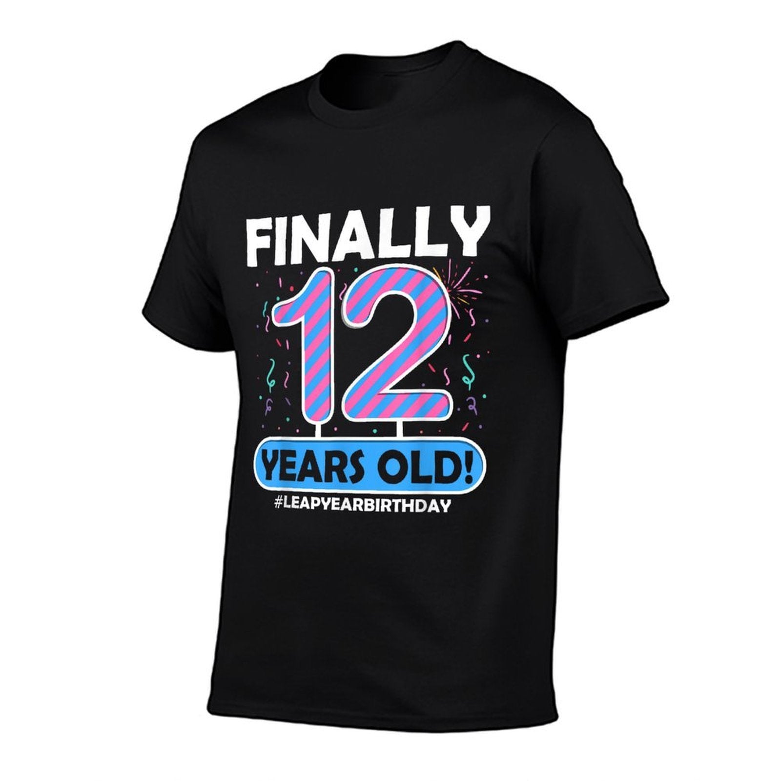 Finally 12 Years Old Leap Year 48th 48 Year Old Birthday  Ribbed Collar T-Shirt