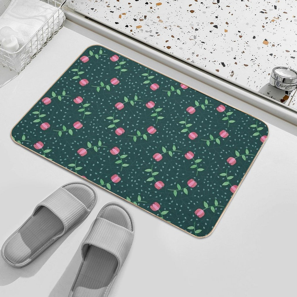 Roses in Circles  High-Traffic Bath Mat