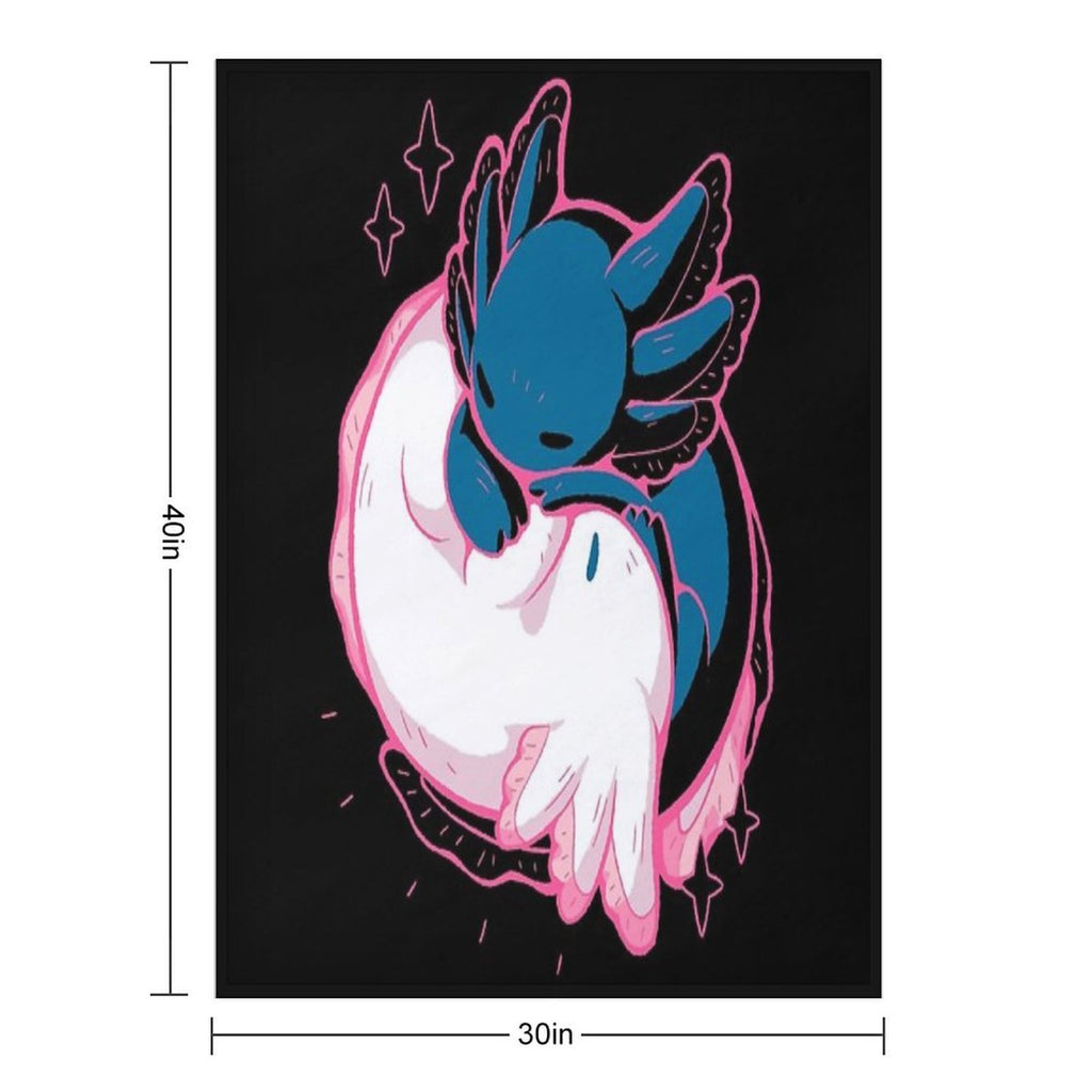 Axolotl Yin Yang Compact Throw Blanket
