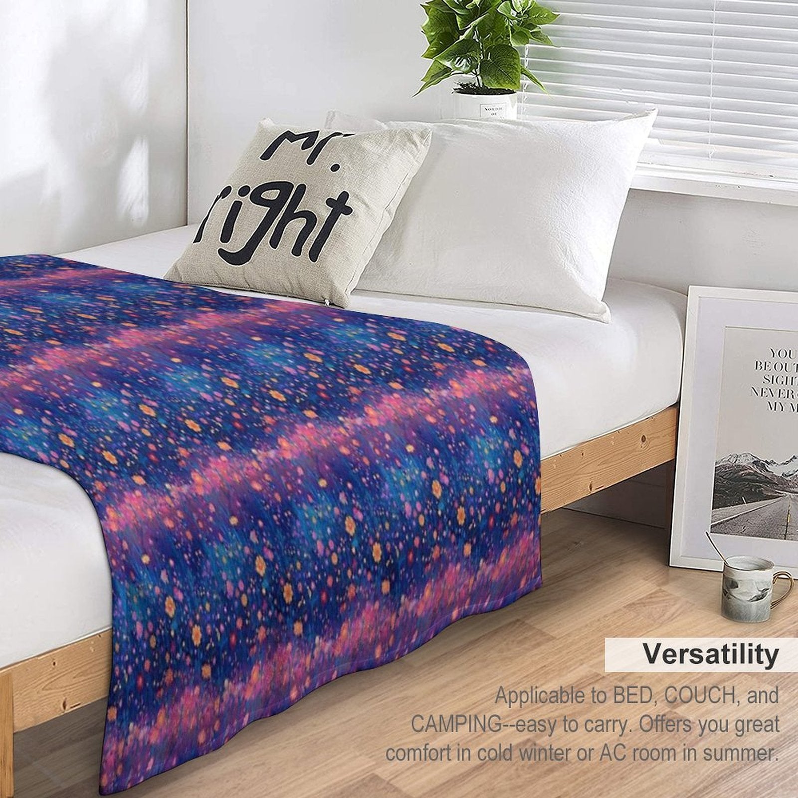 Field of Neon Cosmic Wildflowers Versatility Throw Blanket