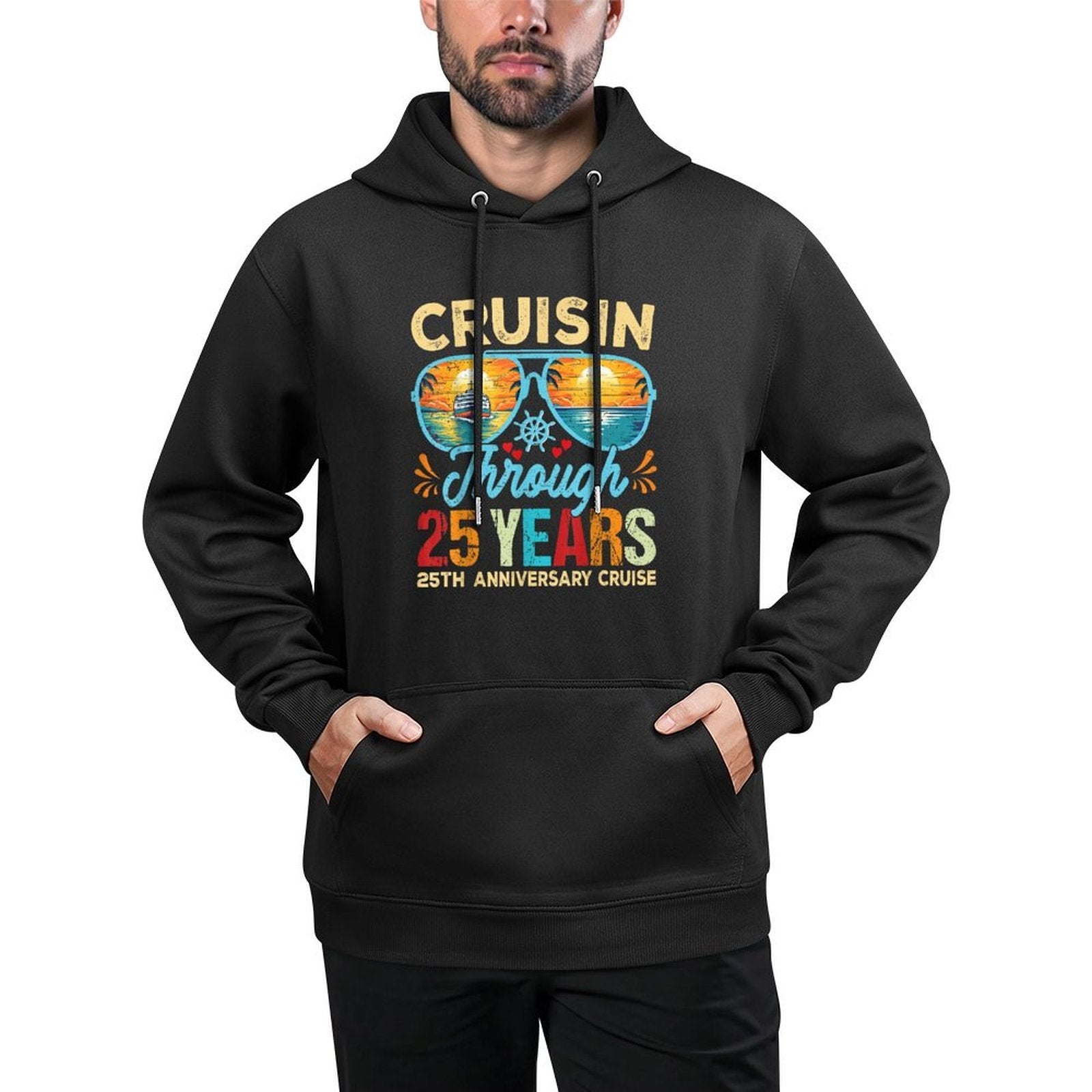 Cruisin Through 25 Years 25th Wedding Anniversary Cruise Shape Retention Hoodie
