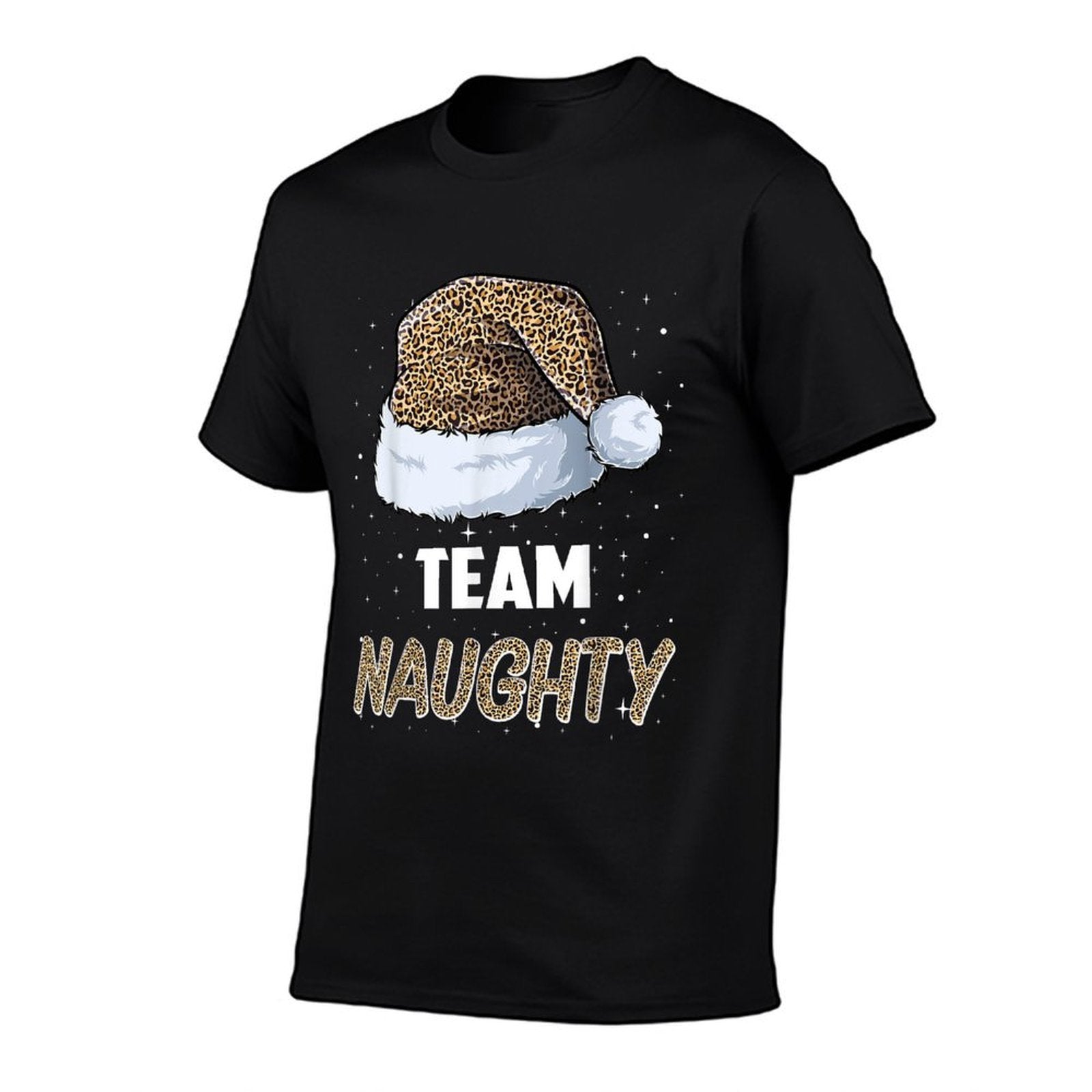 Team Naughty Santa Leopard Hat Pajamas Family Xmas Men Women  Odor-resistant T-Shirt