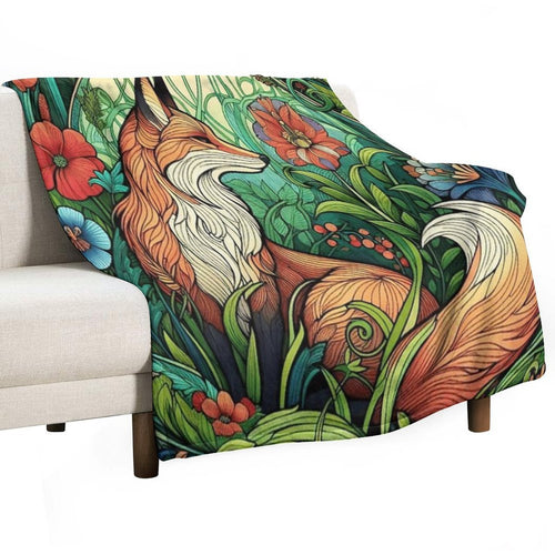 Art Nouveau Fox Compact Throw Blanket
