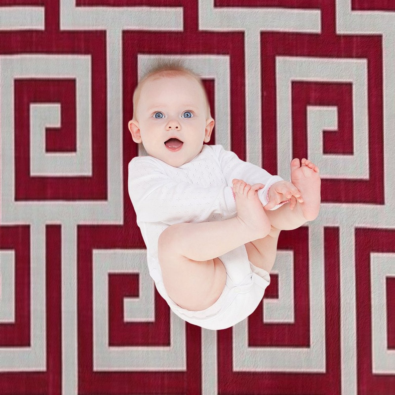 Red Geometric Maze Pattern Premium Throw Blanket