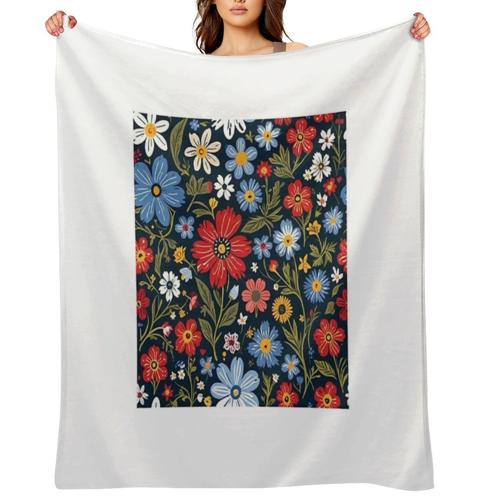 Floral Pattern 3 Multi-functional Throw Blanket