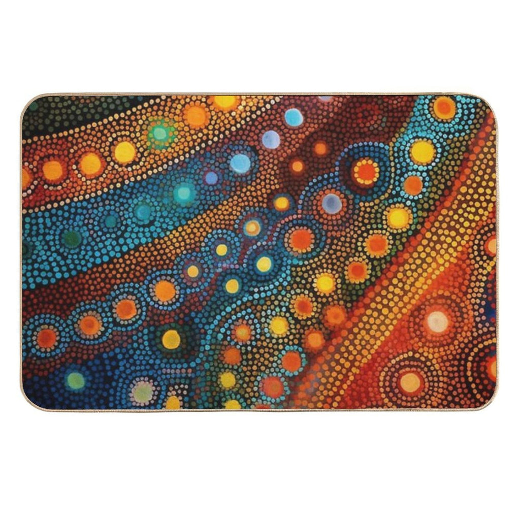 Aboriginal Authentic Art - Circular Paths  Slip-Resistant Bath Mat