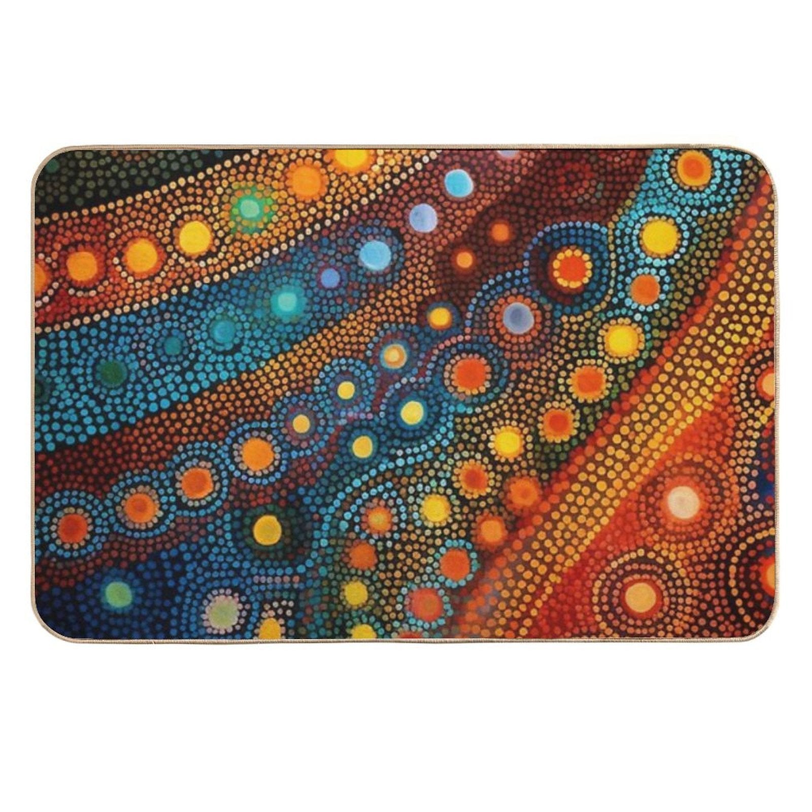 Aboriginal Authentic Art - Circular Paths  Slip-Resistant Bath Mat