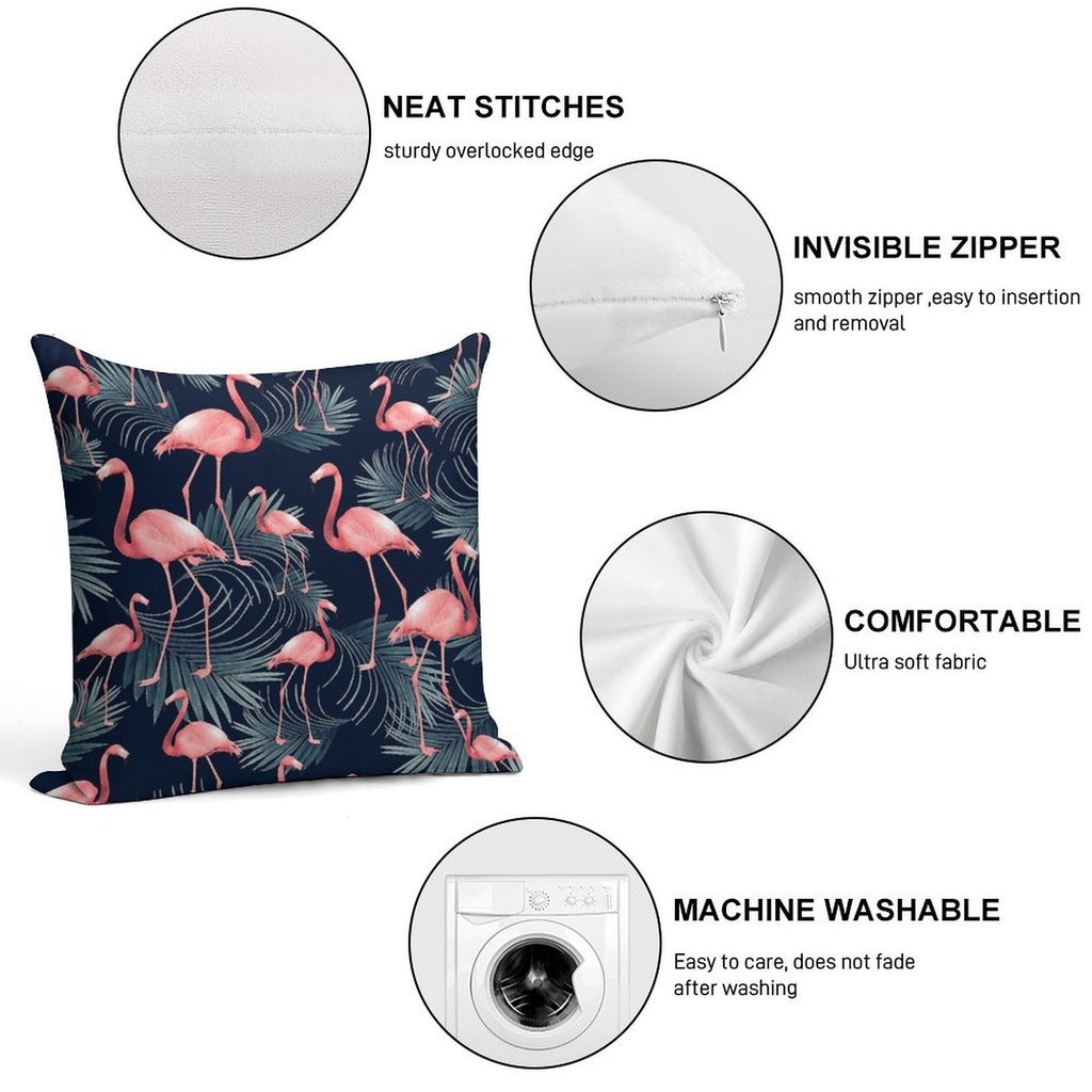 Summer Flamingo Palm Night Vibes #1 #tropical #decor #art Soft Washable Throw Pillow