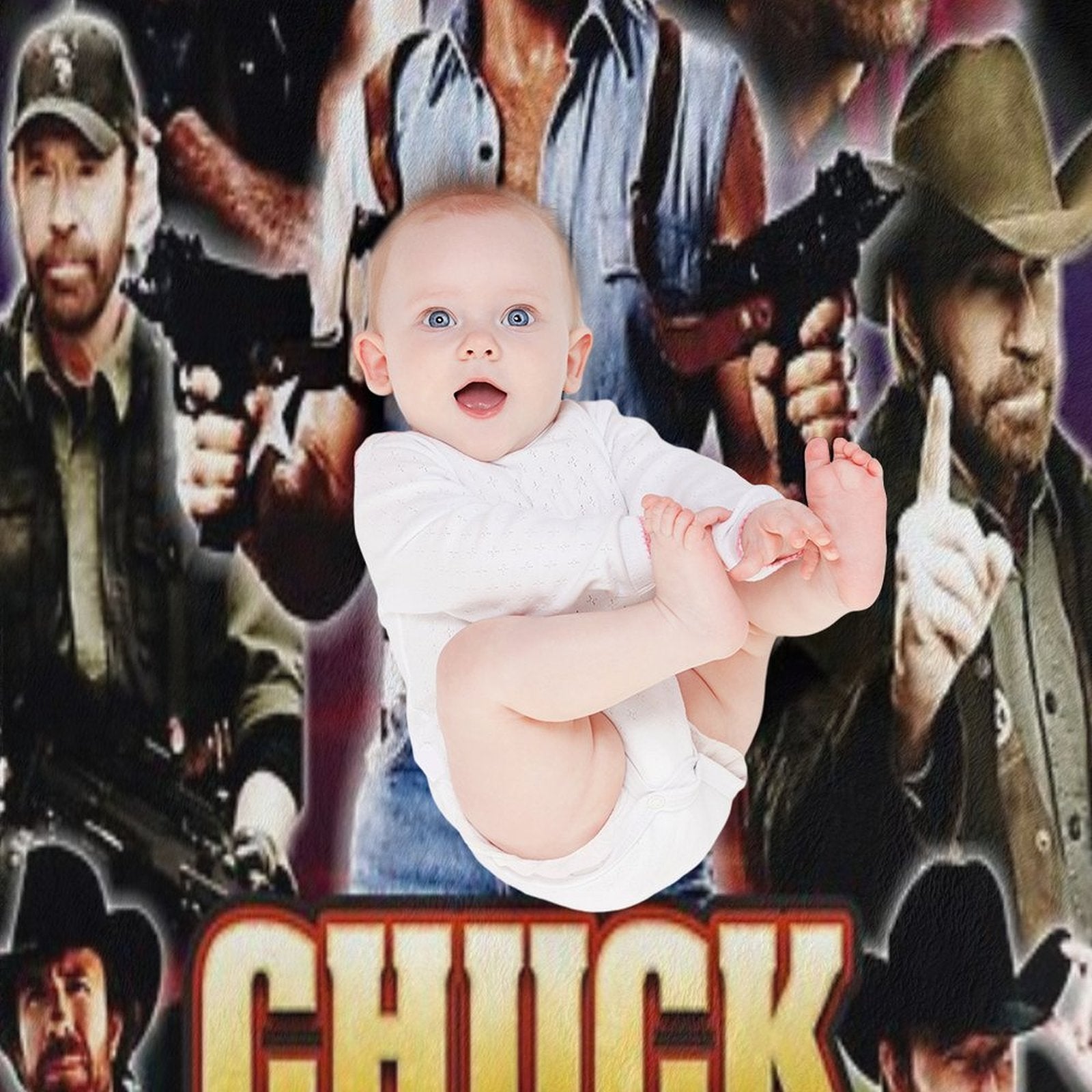 Chuck Norris GOAT Machine-washable Throw Blanket