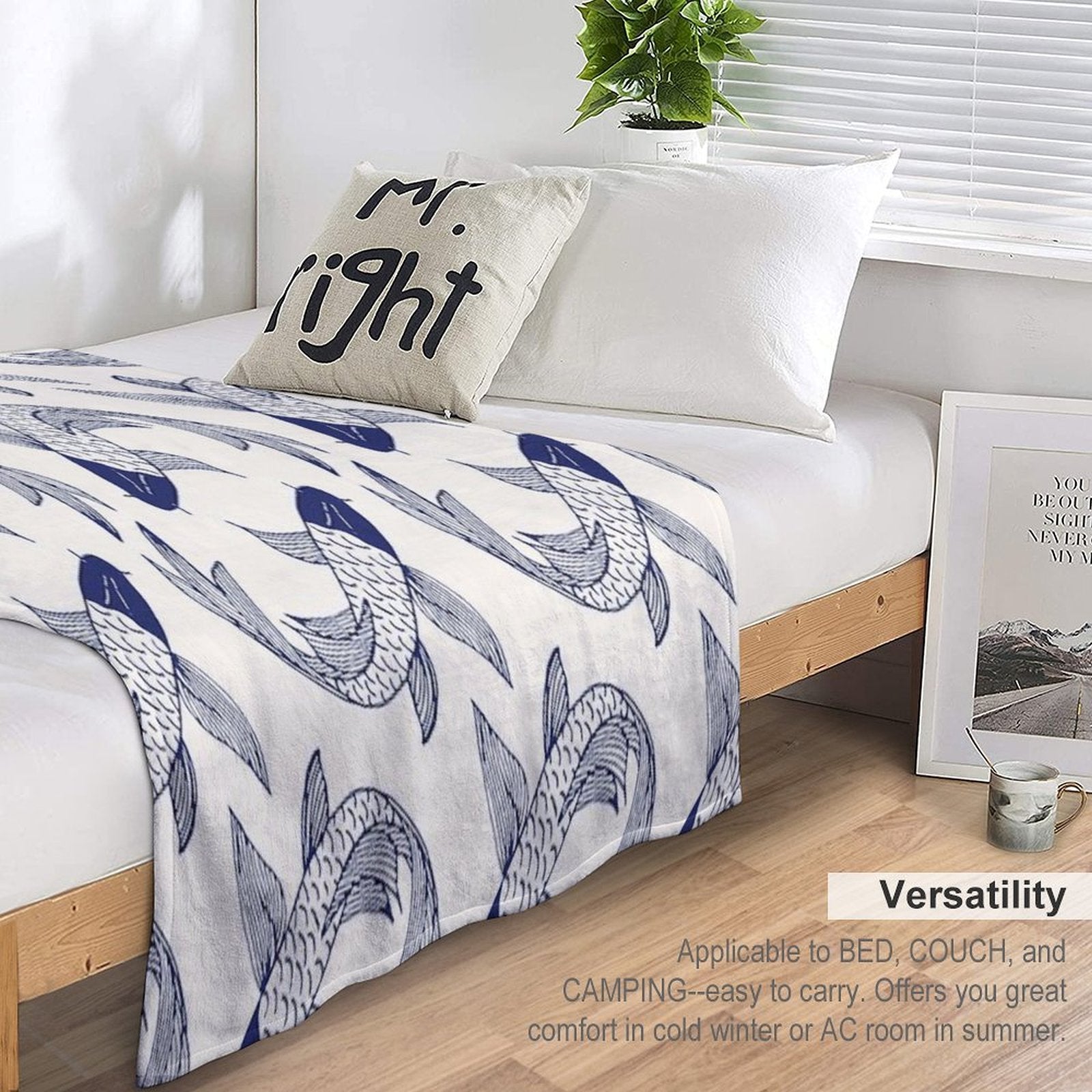 Japanese Koi Fish Pattern Compact Throw Blanket