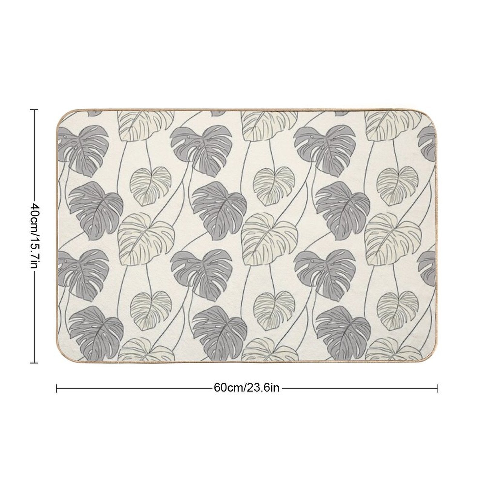 Tropical Monstera Leaves with Thin Black Outlines  Absorbent Bath Mat