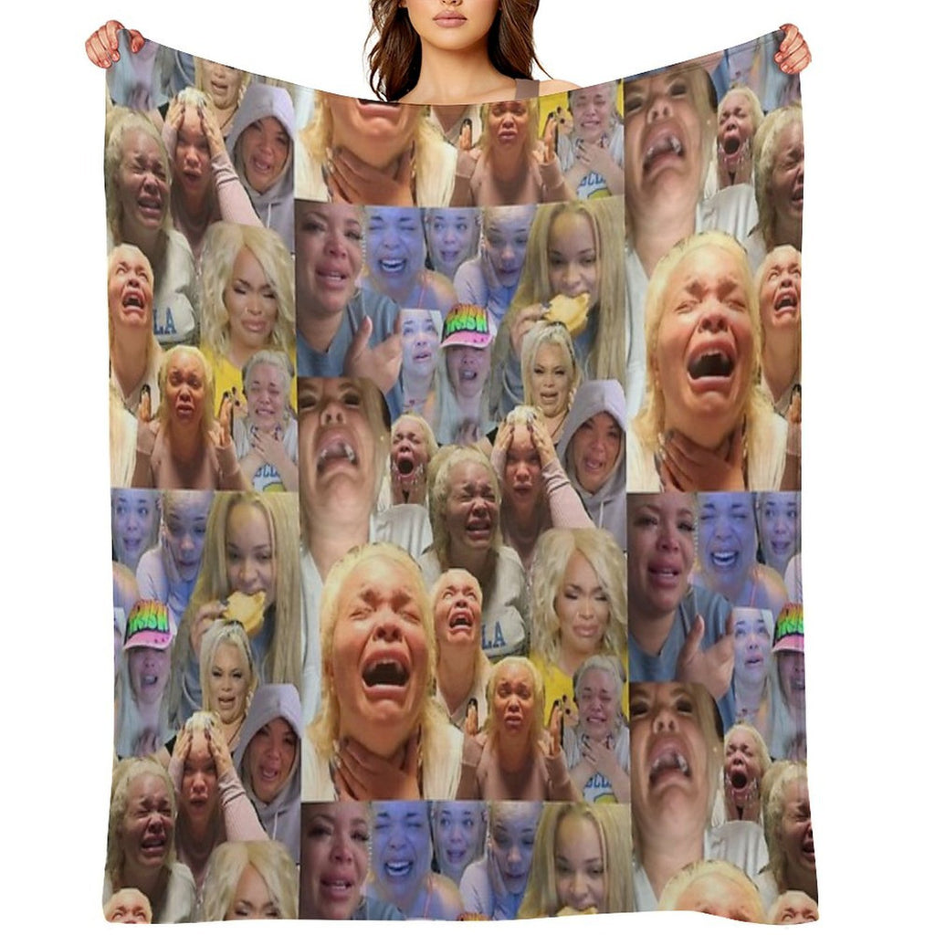 Trisha Pastas Crying on Her Kitchen Floor Collage Quick-dry Throw Blanket