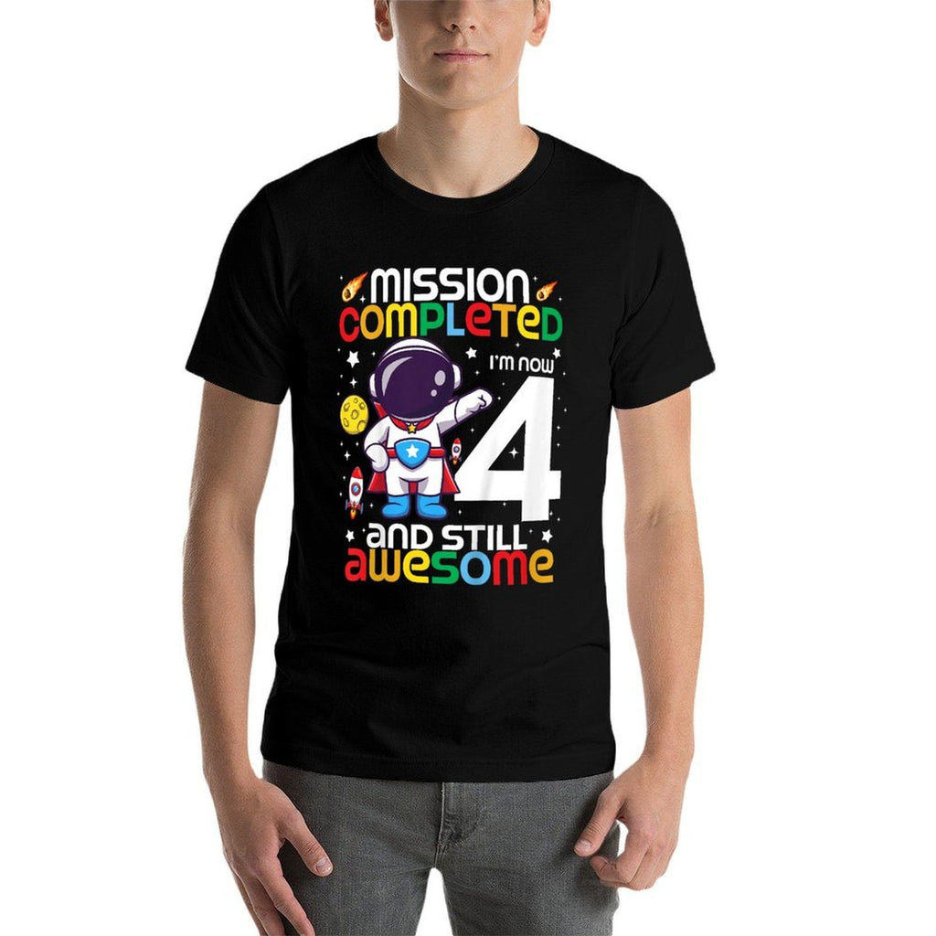 Kids 4 Year Old Boy Astronaut Space Birthday 4th Birthday Boys  Breathable T-Shirt