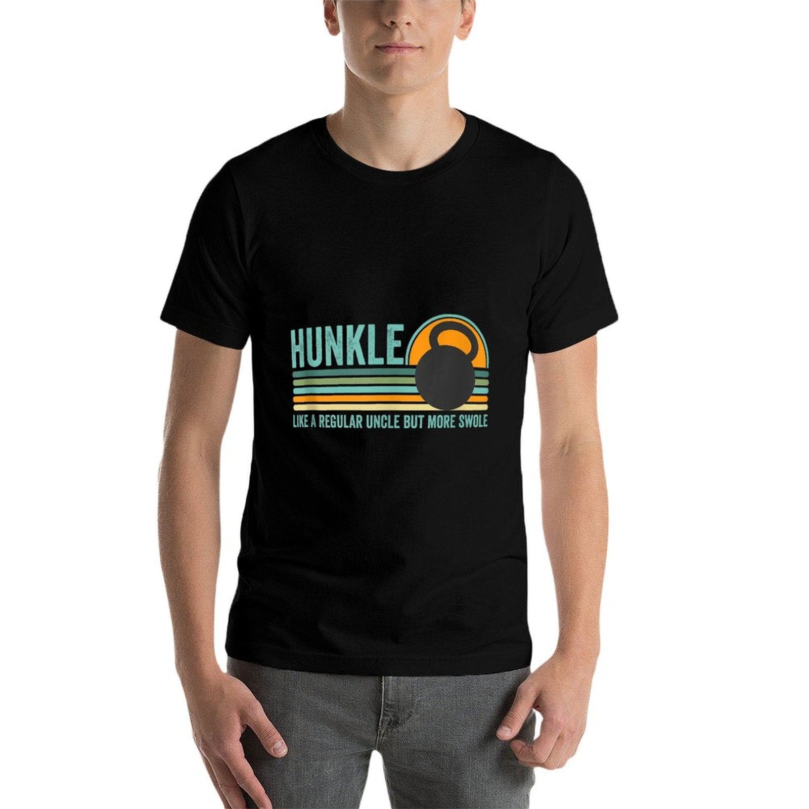 Mens Hunkle Funny Uncle Gift Hunky Uncle Swole Meme Body Builder  Wrinkle-resistant T-Shirt
