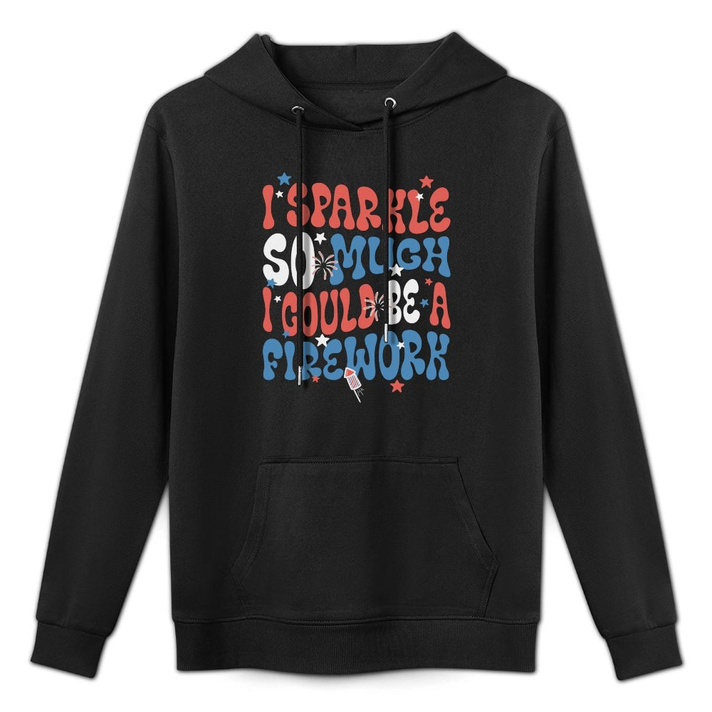 Sparkle So Much Firework Patriotic 4th Of July Groovy USA Shape Retention Hoodie