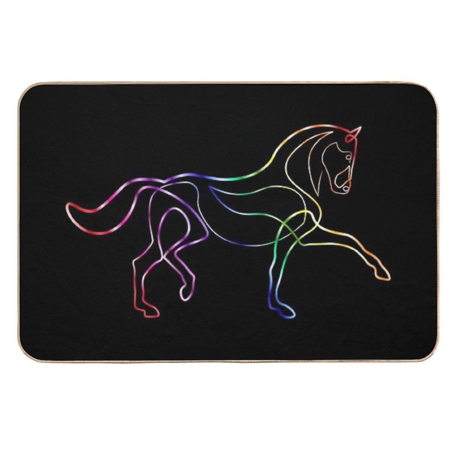 Dressage Horse One Line Art Rainbow  Pet-Safe Bath Mat