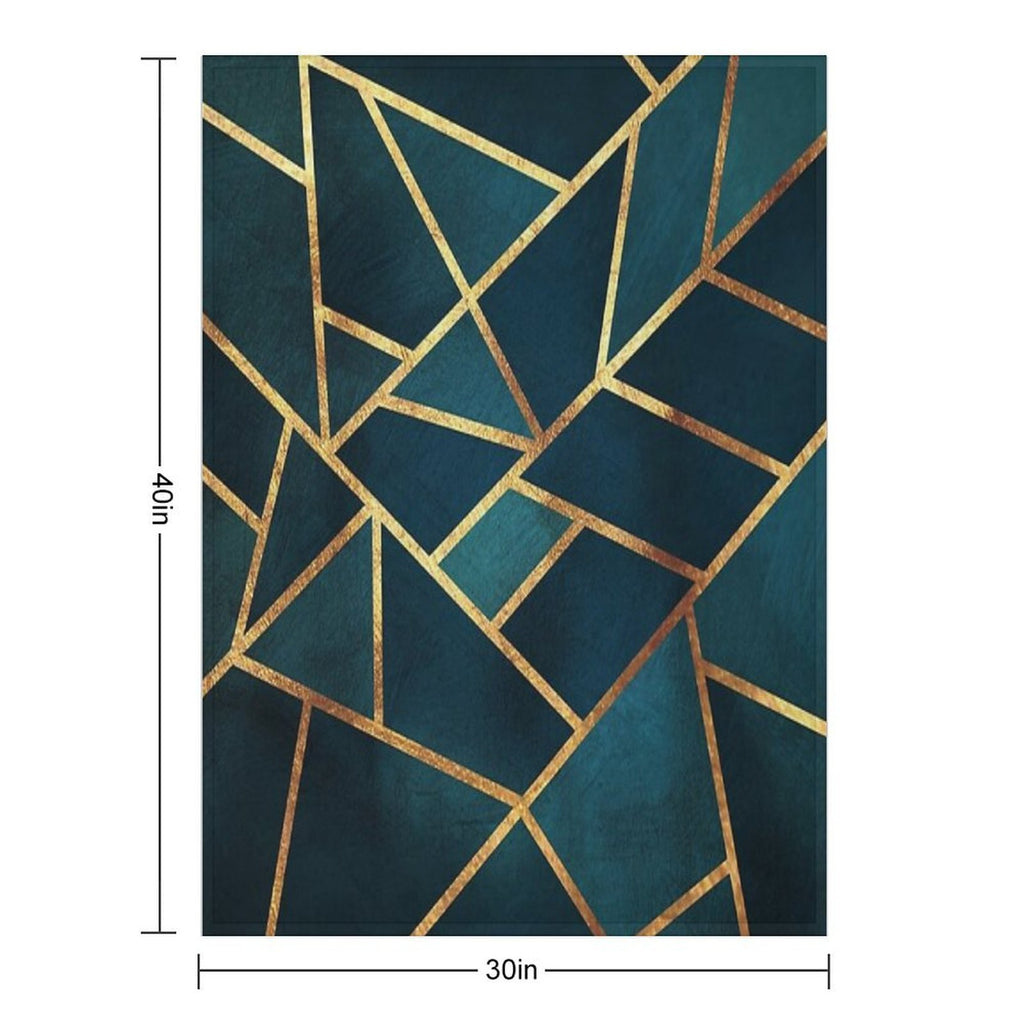 Midnight Green Gold Stone Geometric Gift-ready Throw Blanket