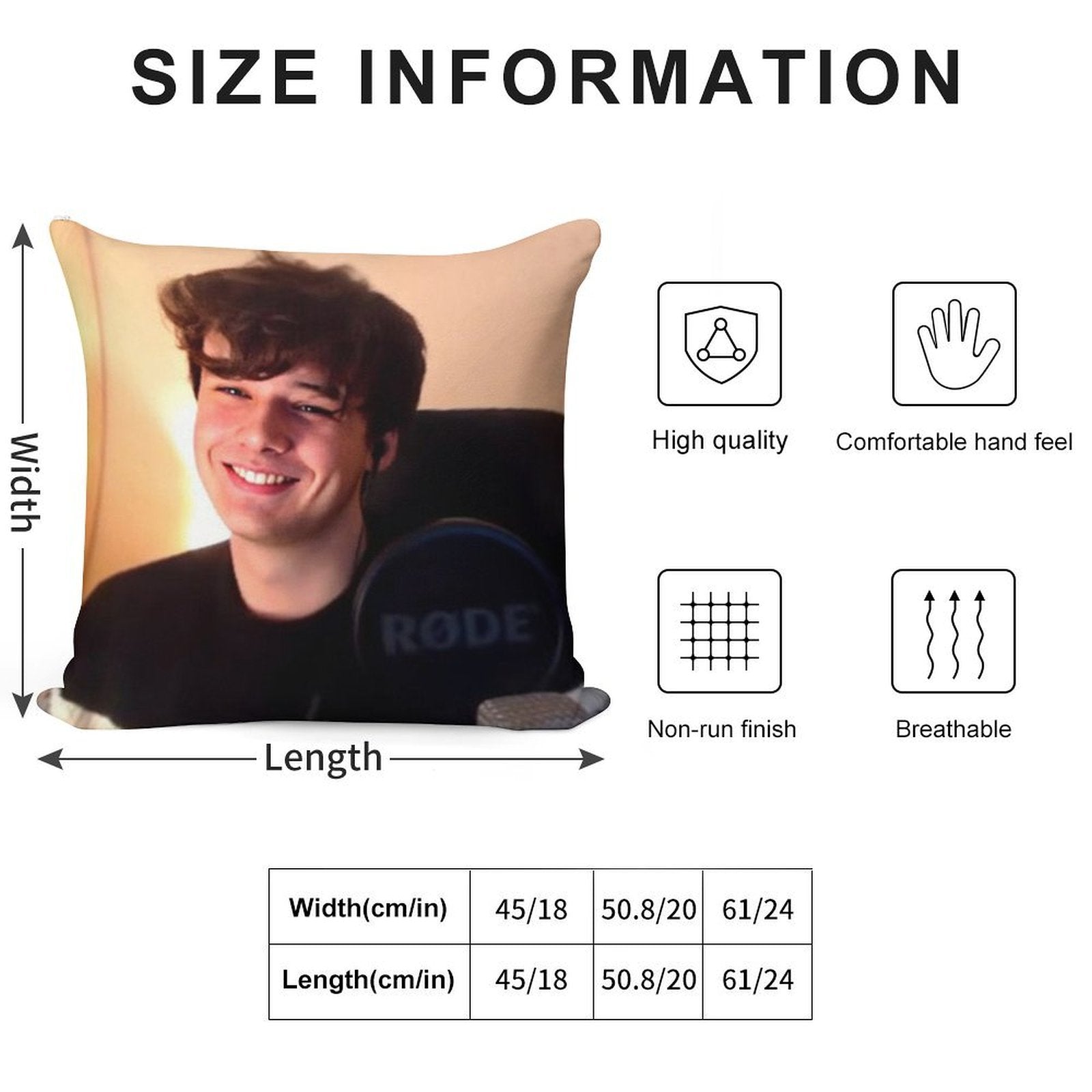 Wilbur Soot Soft Shrink-Resistant Throw Pillow