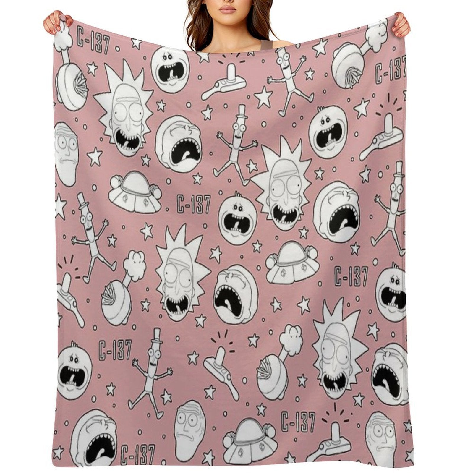 Rick And Morty Pattern Multi-functional Throw Blanket