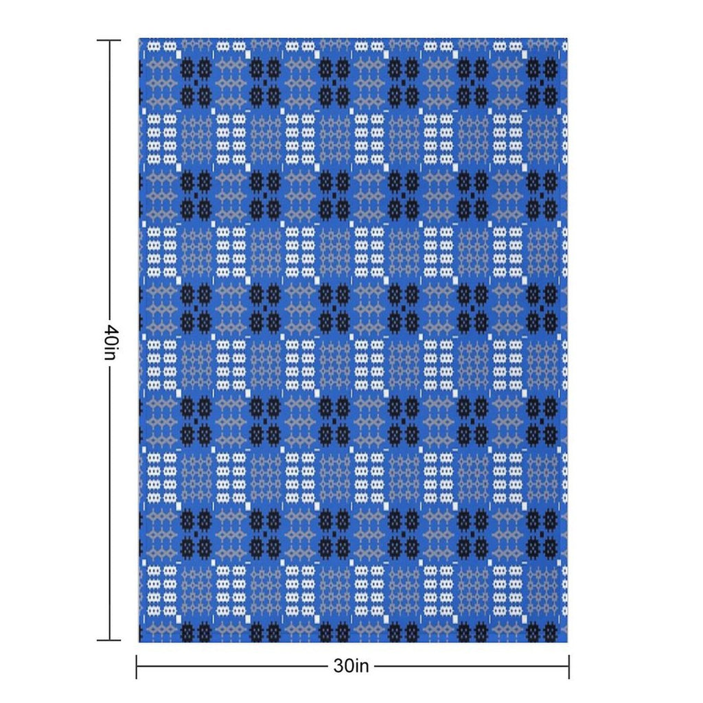 Welsh Tapestry Pattern, Carthen Cymraeg, Cymreig (blue) Gift-ready Throw Blanket