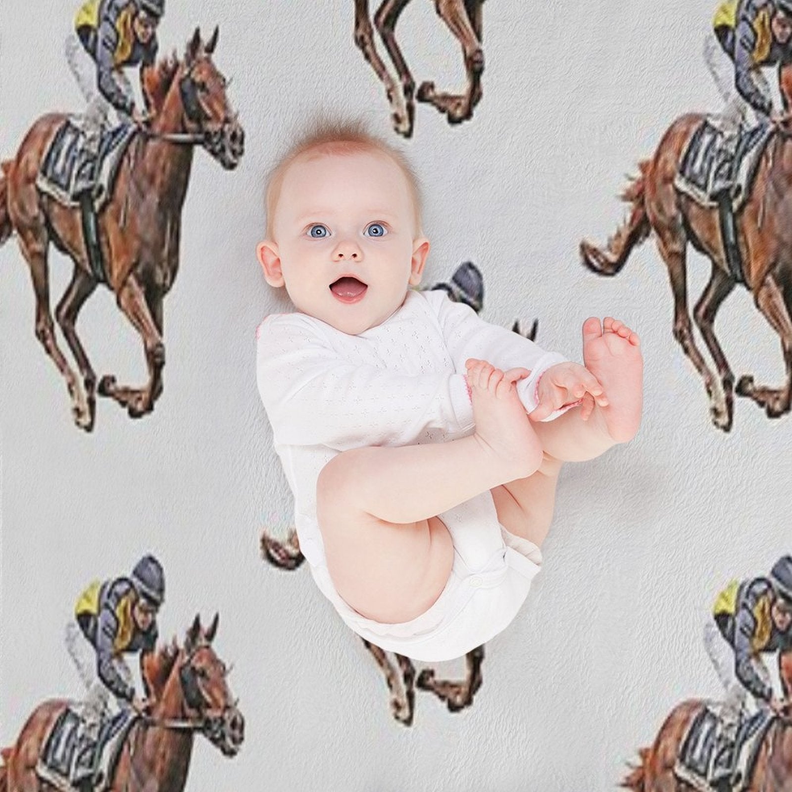 Horse Racing Travel-friendly Throw Blanket