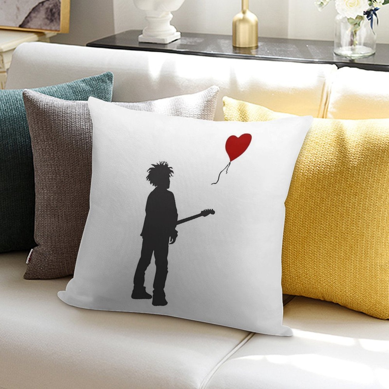 ROBERT THE CURE SMITH X BANKSY Soft Durable Construction Throw Pillow
