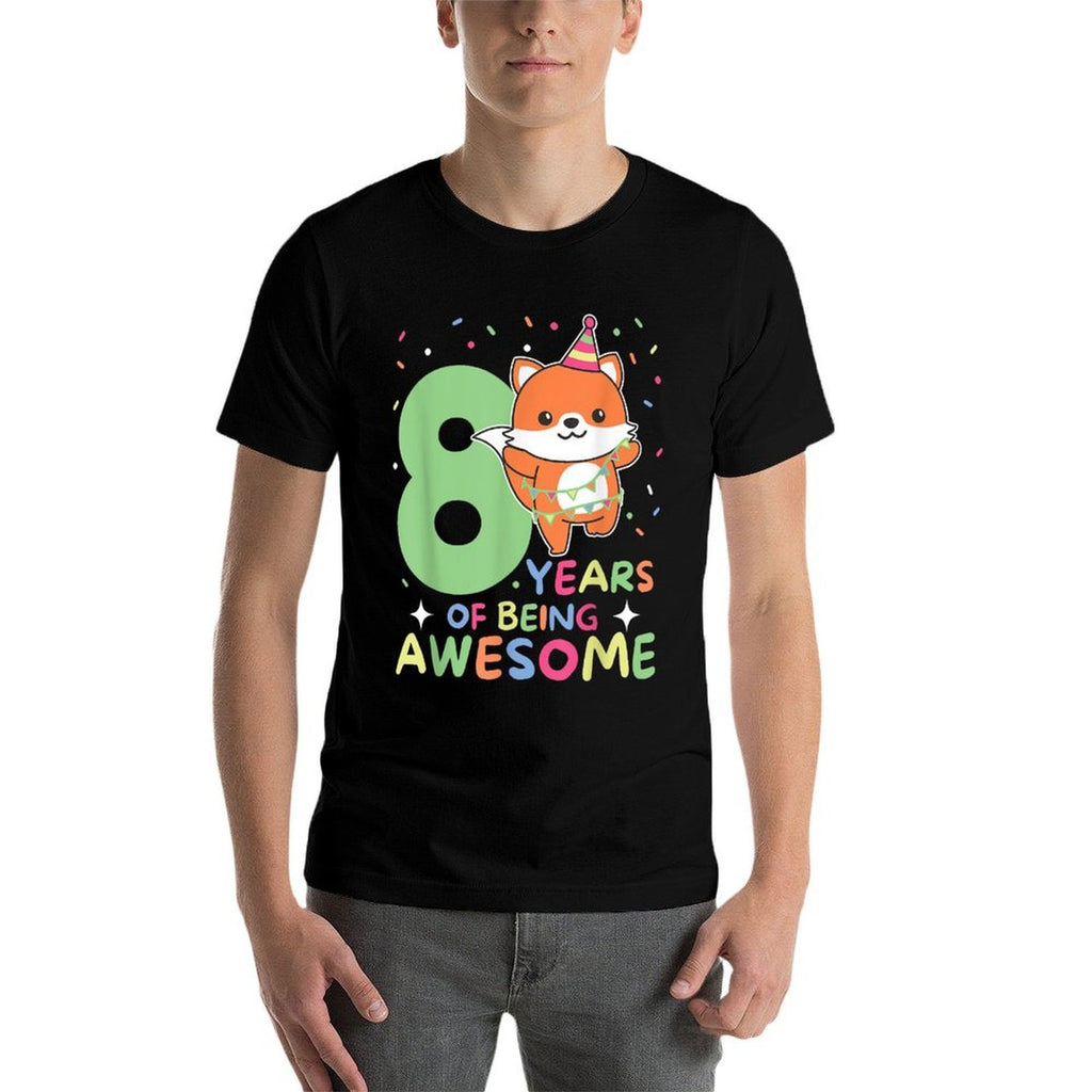 Fox 8th Birthday For Children Eight Years Old Fox  Oversized Silhouette T-Shirt