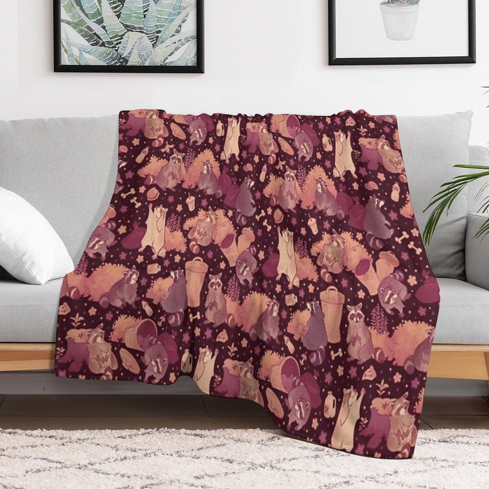 Raccoons Nighttime Pillage Comfort Throw Blanket