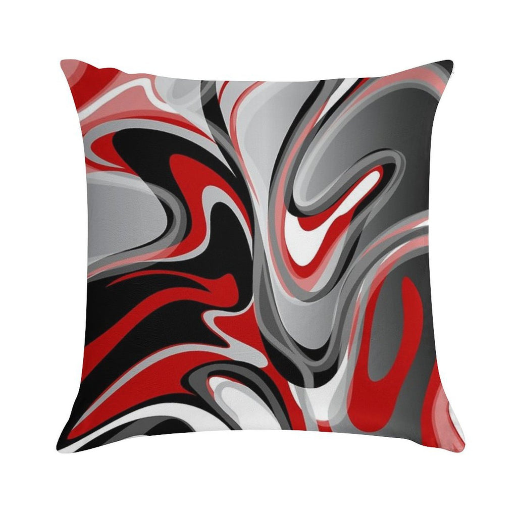 Liquify - Red, Gray, Black, White Soft Short Plush Fabric Throw Pillow